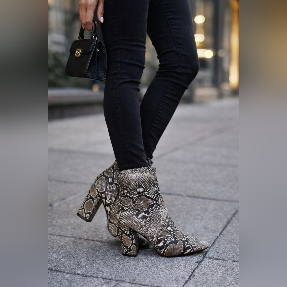Catherine Malandrino Snakeskin Pattern Ankle Boots